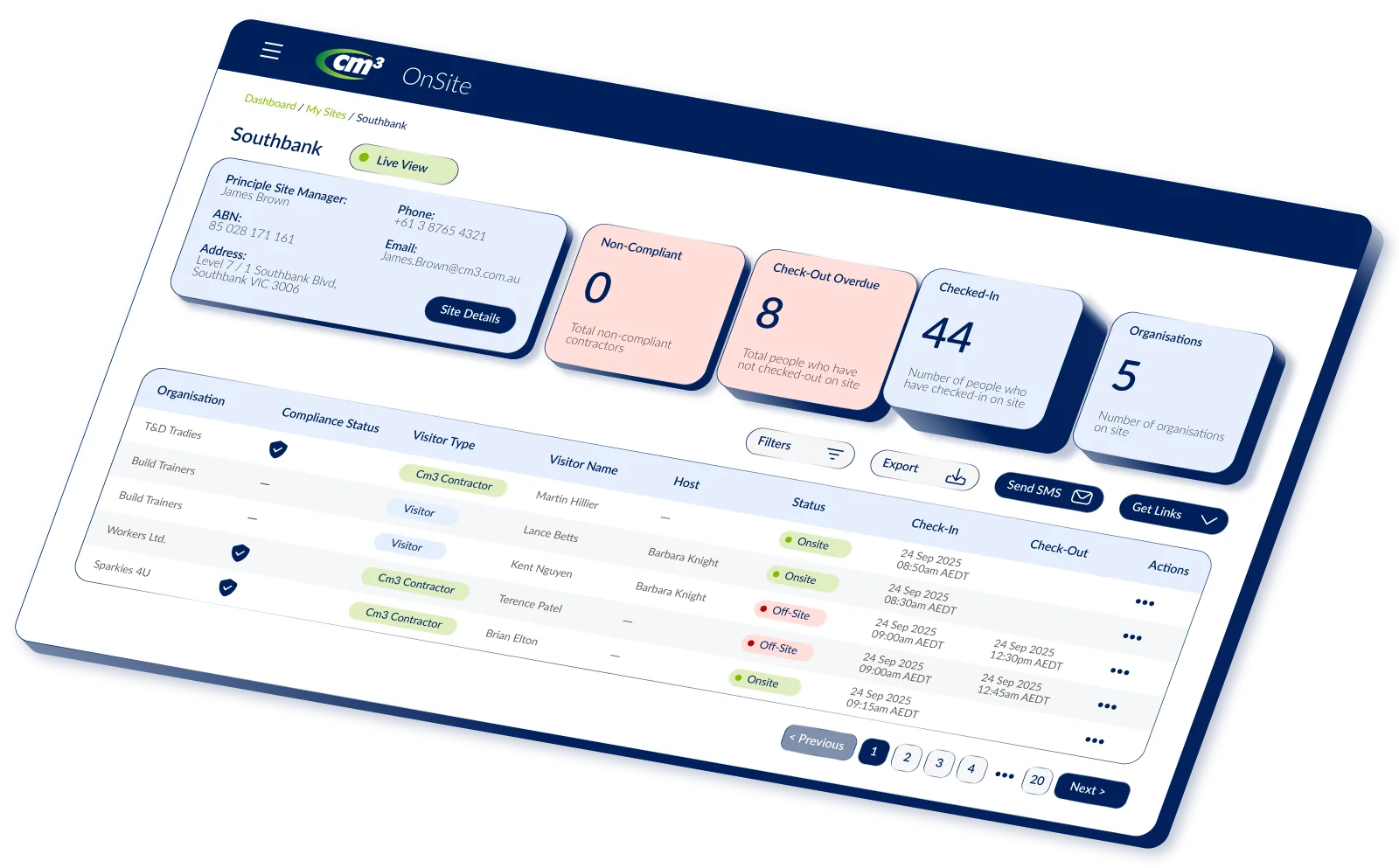 Cm3-OnSite_Client-Console_Visitor-Management-Dashboard