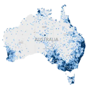 Cm3 Contractors - Heatmap of Locations Australia